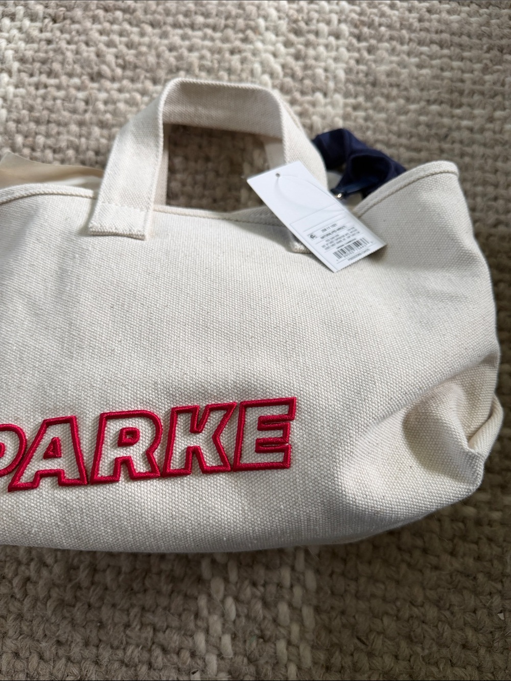 PARKE Canvas Tote Bag in Natural with Red Logo